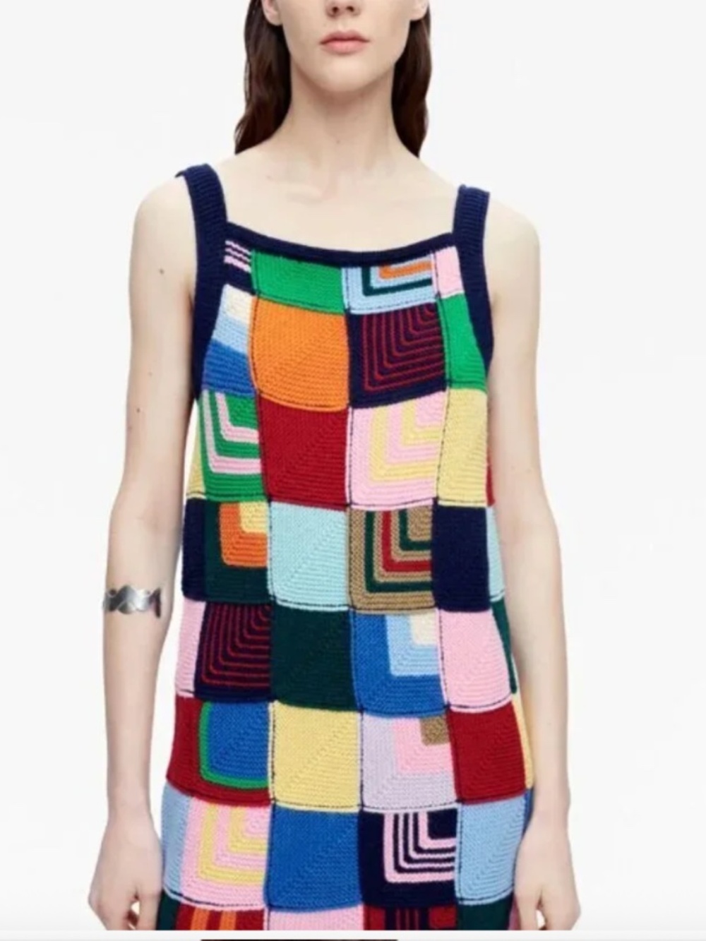 RE/DONE Knit Multi Patchwork Tank Minidress SMALL